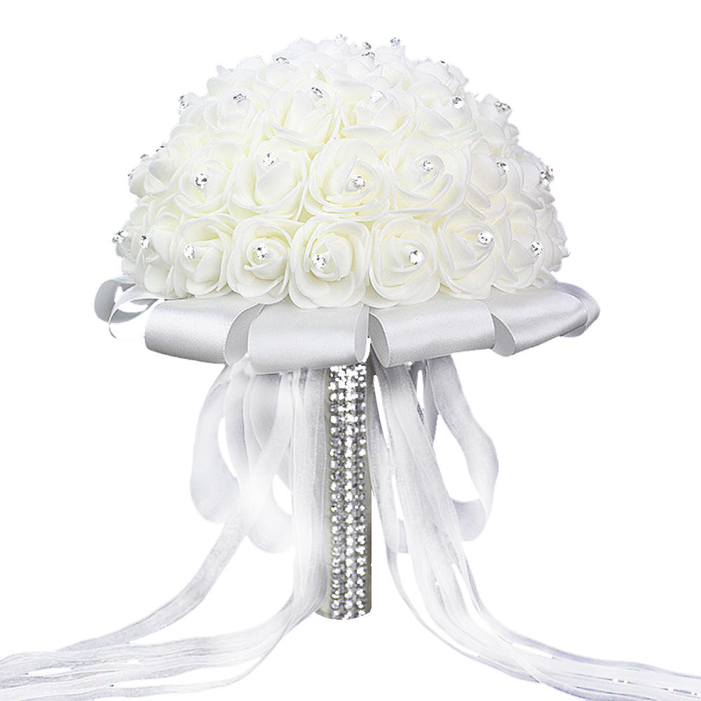 Details about   Artificial Bridal Bouquets Rose Flower Rhinestone Bridal Wedding AccessoriesFE 