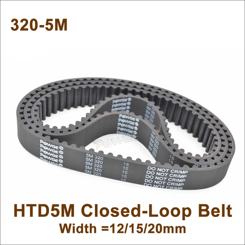 POWGE 320 5M Synchronous Belt Teeth=64 Width=12/15/20 Length=320mm Closed-Loop Belt HTD 5M Timing Belt Pulley 320-5M 320-5M ► Photo 1/5