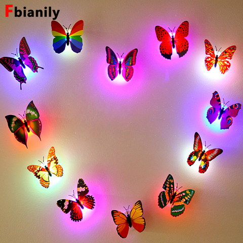 Buy Online Color Light Butterfly Wall Stickers Easy Installation Night Light Home Living Kid Room Fridage Bedroom Decor Alitools
