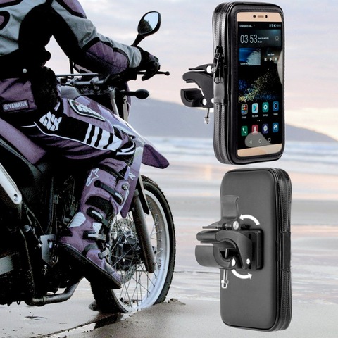 360 Rotating Waterproof Bag Motorcycle Phone Holder Stand Clip Mount Support For iPhoneX 8 7Plus 6 S9 S8 Plus Soporte Movil Moto ► Photo 1/6