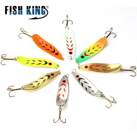 FISH KING Spinner Bait 1PC 8 Color Fishing Hook 18g-28g Fake Fishing hook Bass Hard Baits Spoon Lures With Treble Hook Tackle ► Photo 1/6