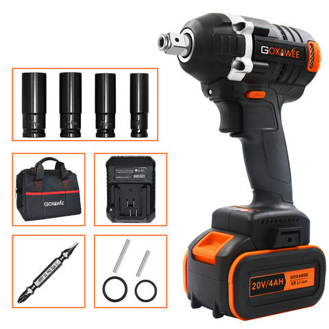 GOXAWEE 20V Brushless Cordless Electric Wrench Impact Driver Socket Wrench 4000mAh Battery Hand Drill Installation Power Tools ► Photo 1/6