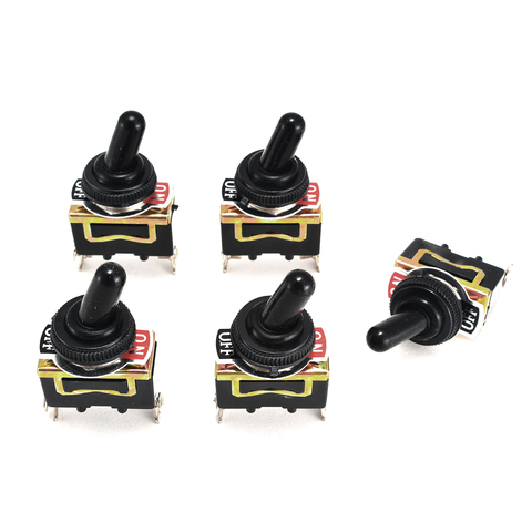5pcs Metal Heavy Duty Rocker Toggle Switch 2 Pin ON/OFF Waterproof Boot Mayitr Electrical SPST Switches 15A 250V ► Photo 1/6