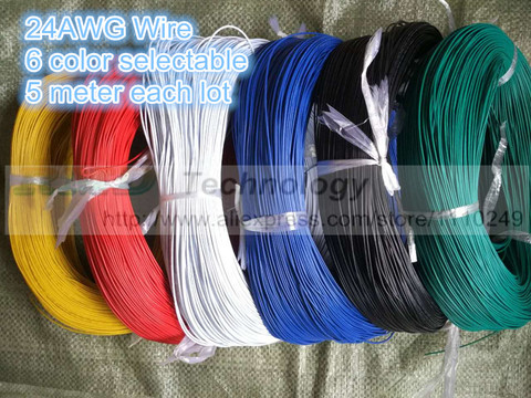 5 metres/lot super flexible 24AWG PVC insulated Wire Electric cable, LED cable, DIY Connect 6 color selectable Free shipping ► Photo 1/1