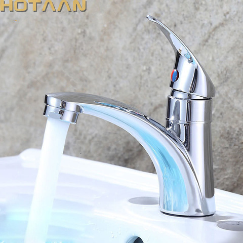 HOTAAN Free Shipping Single Handle one hole Bathroom Basin Faucet  Single Cold Copper Vessel Sink Water Tap Mixer Chrome Finish ► Photo 1/6