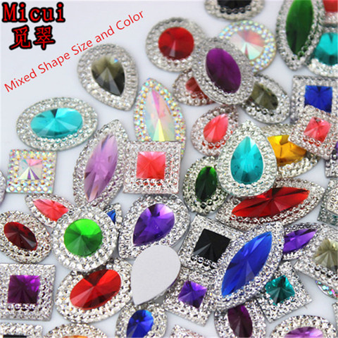 Micui 50pcs Mixed Sizes Shapes Bling Resin Rhinestone Flatback Crystal Stone DIY Wedding  Appliques Decoration Crafts MC2000 ► Photo 1/6