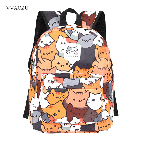 Anime Neko Atsume Women Backpack Cartoon Mochila for Girls Boys Travel Rucksack Cute Cat Printing Shoulder Bag for Teenage ► Photo 1/5