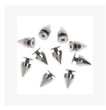 50pcs 7*9.5mm Silver Punk Rock Studs And Spikes For Clothes Metal