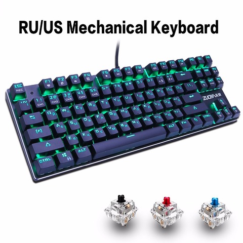 Gaming Mechanical Keyboard 87key Anti-ghosting Blue Red Switch Backlit keyboard LED USB Wired keyboard For Game Laptop PC ► Photo 1/5