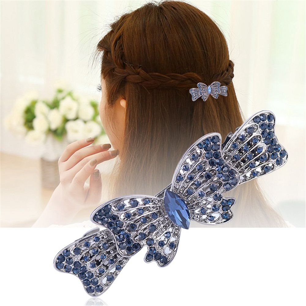 Women Vintage Crystal Rhinestone Butterfly Flower Hair Clip Barrette Hairpin 