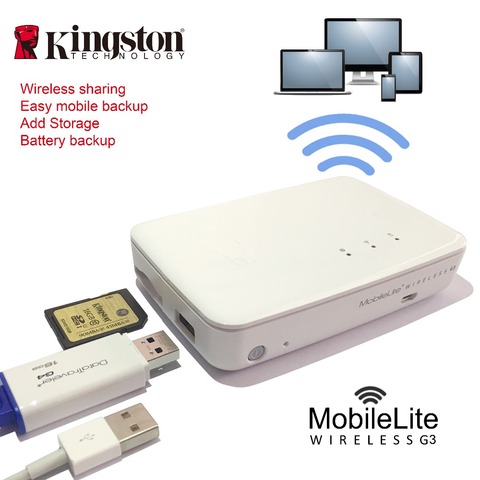 Kingston wireless card reader Multifunction wifi transmitter Wireless data sharing device It can be used as a mobile backup powe ► Photo 1/3