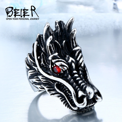 Cool Big Head Stainless Steel Personality Huge Dragon Animal Ring BR8-060 ► Photo 1/6