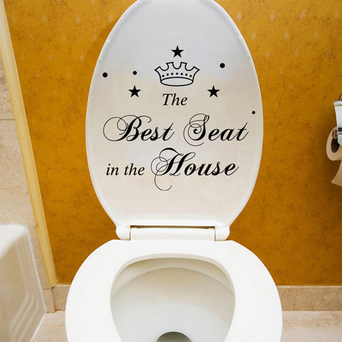 Best Seat in the House characters Crown Toilet Stickers Bathroom Home Decoration Vinyl art Decals Funny waterproof wall sticker ► Photo 1/6