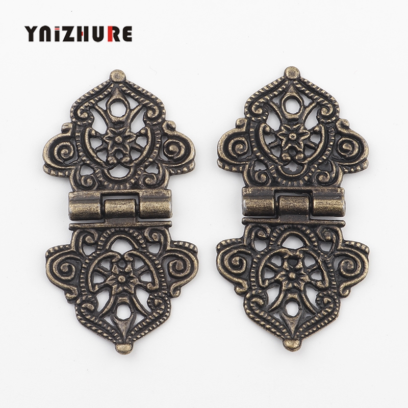 Vintage Alloy Hollow Flower Hinge,Chinese Furniture Hardware,Metal Hinges,Cabinet Door Butt Hinges For DIY Box,24*54mm 2pcs ► Photo 1/6