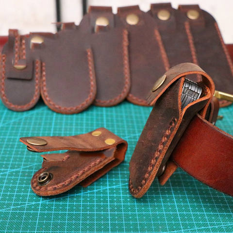 7 designs First layer Crazy horse cowhide leather Folding knife Tool pliers Quick button case sheath waistband Belt buckle ► Photo 1/4