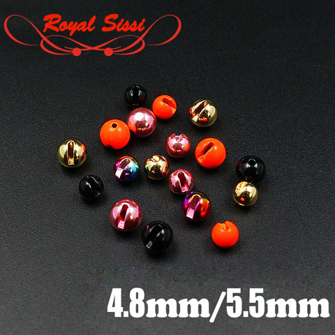 Royal Sissi 15pcs/pack 5 colors big sizes Slotted Tungsten beads high density round heavy Tungsten jig head fly tying materials ► Photo 1/6