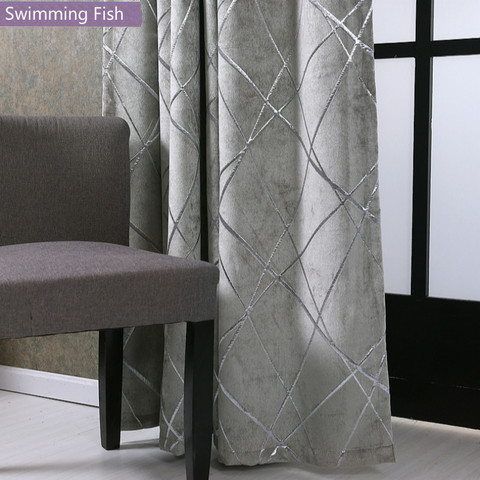 Silver Jacquard Chenille Blackout Curtains Drape For Bedroom Home Deco Curtain Blind Window Treatment Curtain For Living Room ► Photo 1/6