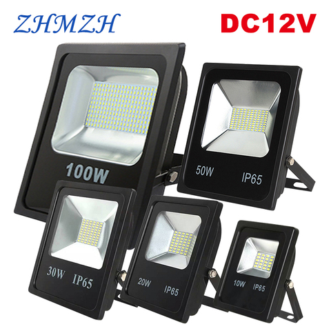 DC12V LED Floodlight 10W 20W 30W 50W 100W Waterproof IP66 DC 12V Flood Light Professional Outdoor Spotlight For Night Market ► Photo 1/1