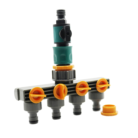 1 Set (3 Pcs) 4 Way Shunt Water Pipe Connector Hose Splitter With Quick Connectors Control Valve Garden Watering Irrigation ► Photo 1/5