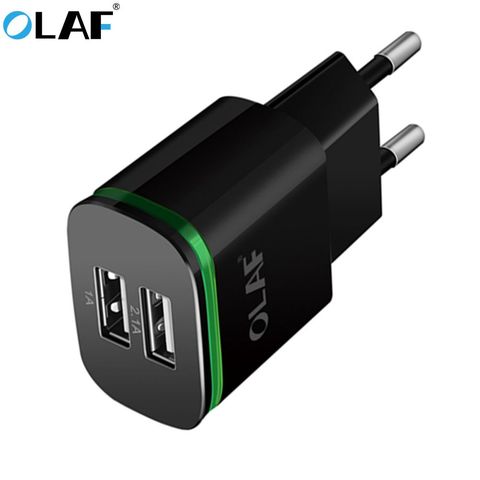 Olaf EU Plug 2 Ports LED Light USB Charger 5V 2A Mobile Phone Charger Micro USB/Type C Cable Charging for Samsung Xiaomi Huawei ► Photo 1/6