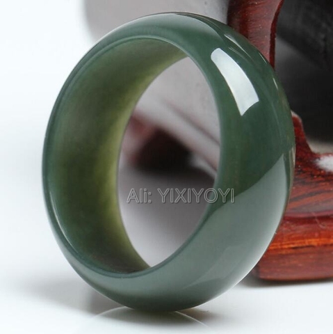 Wonderful Woman Man's 100% Natural Real Green HeTian Jade Gem Ring Lucky Rings 17-20mm Inner Diameter Jewelry free shipping ► Photo 1/6