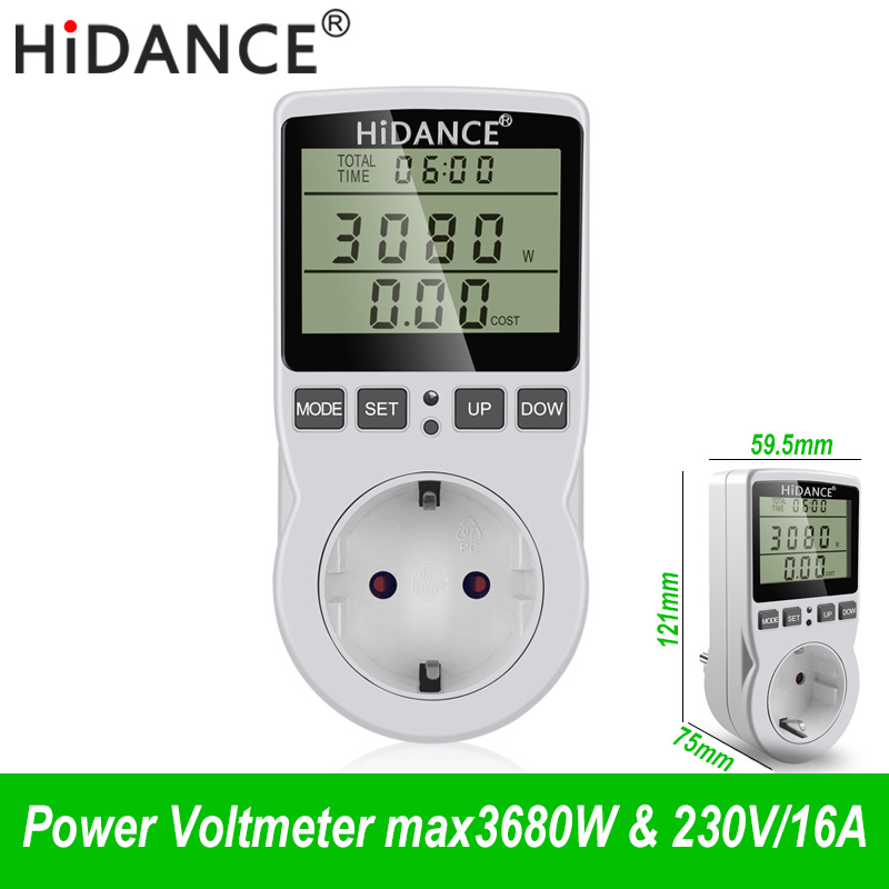 French plug 16A metering socket energy /voltmeter/tester/ammeter/electric meter 