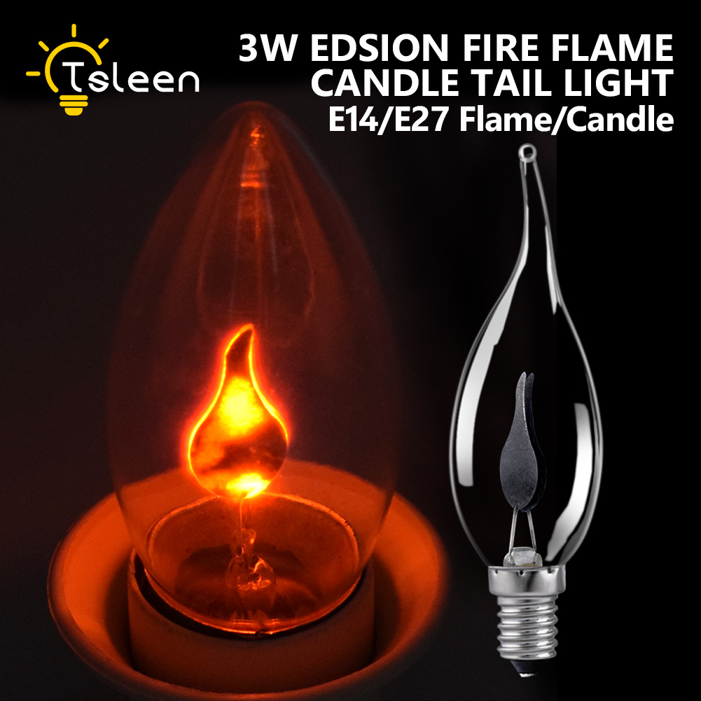 E14 E27 LED Light Flicker Fire Flame Bulb Candle Lamp Home Chandelier Decoration 