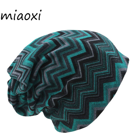 miaoxi Hot Sell 8 Colors Vintage Striped Women Warm Beanie Top Fashion Lay Casual Winter Hat Hip-Hop Cap Gorro Girl Touca Sale ► Photo 1/6