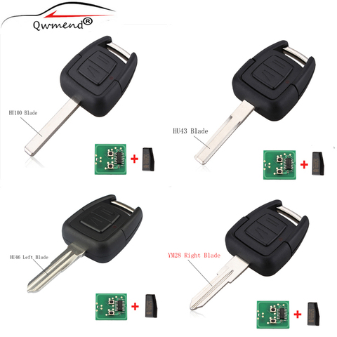 QWMEND 2Buttons Remote key 433Mhz Transponder ID40 Chip For Opel Vauxhall Vectra Zafira OP1 24424723 HU43 HU100 YM28 HU46 Blade ► Photo 1/6