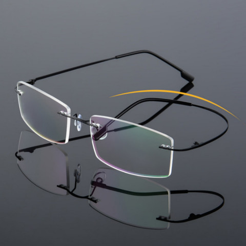Pure Titanium Eyeglasses Rimless Flexiable Optical Frame Prescription Spectacle Frameless Glasses Eye glasses  ► Photo 1/6