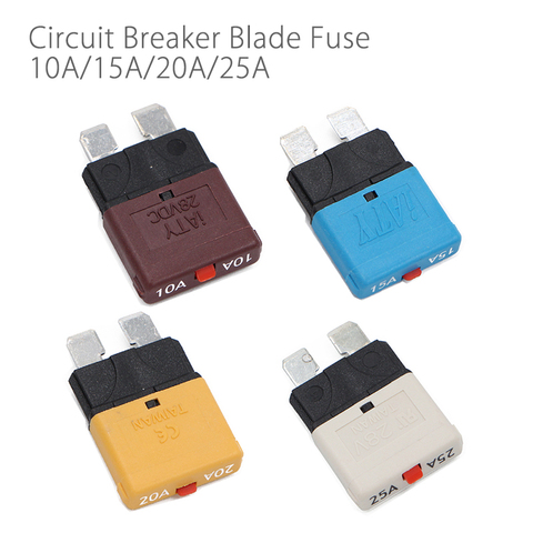 Resettable Circuit Breaker Blade Fuse 10A - 25A 28V For Marine Rally Automotive ► Photo 1/6