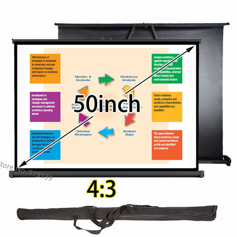 Professional Table Desk Projection Screen 50inch 4:3 Format With Carry Bag Best For Business Presentation ► Photo 1/1