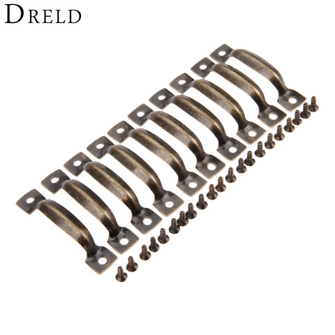 DRELD 10Pcs Antique Furniture Handles Cabinet Knobs and Handles Cupboard Drawer Kitchen Pull Handle Furniture Hardware 52*11mm ► Photo 1/6
