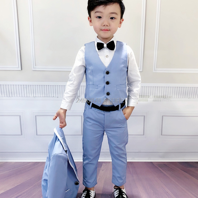 3pcs Kid Toddler Boy Formal Suit Coat+Pants+Vest Outfit Set Clothes For Wedding 