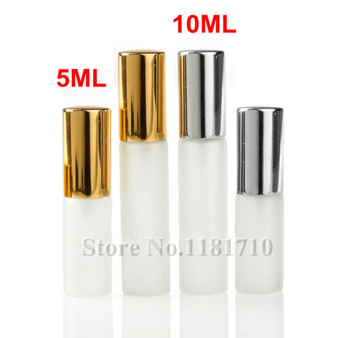 20pcs/lot 5ML 10ML Frosted Glass Spray Bottle Refillable Perfume Atomizer Mini Sample Test Glass Vials with Gold Silver Cap ► Photo 1/6
