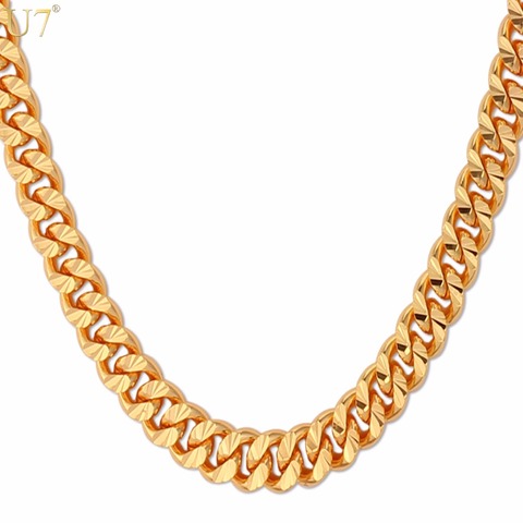 U7 Curb Chain Necklace Hollow Miami Cuban Link Chain For Men Gift 6mm Long/Choker Wholesale Gold Color Hip Hop Jewelry N383 ► Photo 1/6