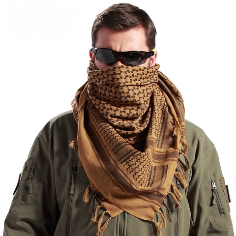 Outdoor Unisex Army Military Tactical Arab Shemag Cotton Scarves Hunting Paintball Head Scarf Face Mesh Desert Bandanas Scarf ► Photo 1/6