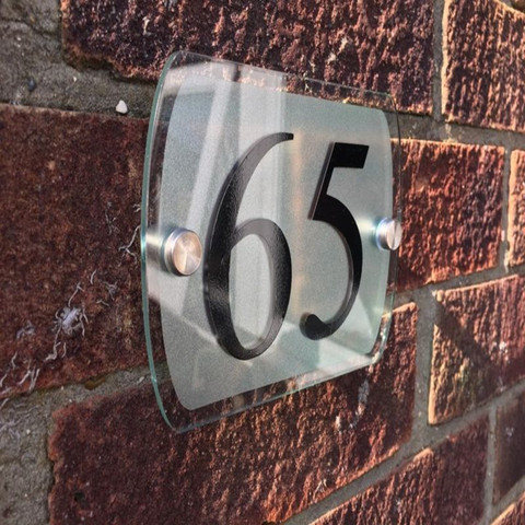 Custom Frosted House Sign Plaque Street Door Number Acrylic Silver Name ► Photo 1/4