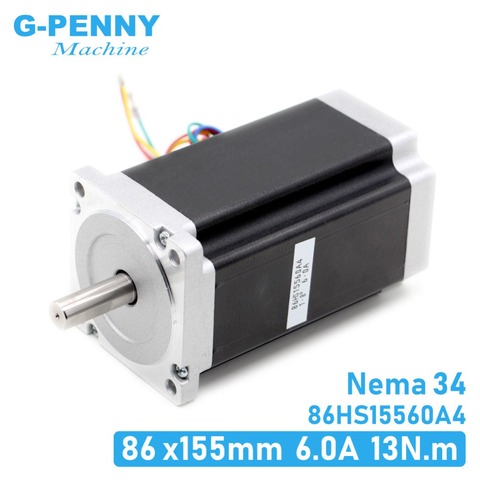 NEMA 34 CNC stepper motor 86X155mm 13 N.m 6A Diameter 14mm Nema34 stepping motor 1700Oz-in for CNC engraving machine high torque ► Photo 1/6