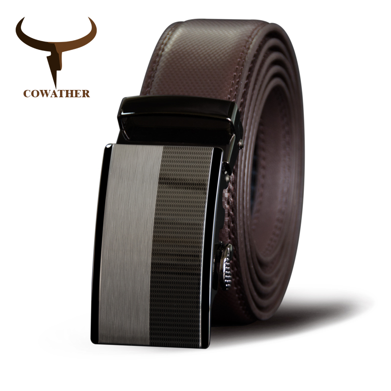 Mens Belt Cowhide Strap For Male Automatic Alloy Buckle Belts 