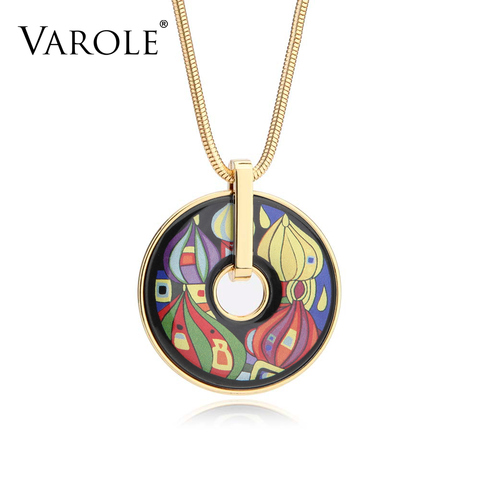 VAROLE Bohemia Classic Jewelry Necklace for Women Choker Collares Bijoux Femme Snake Chain Vintage Style Painted Pendants ► Photo 1/6