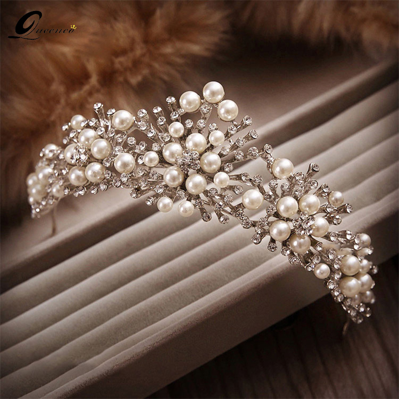 Hair Jewelry Flower Pearl Crystal Rhinestone Tiara Headpieces Crown Hair Comb 