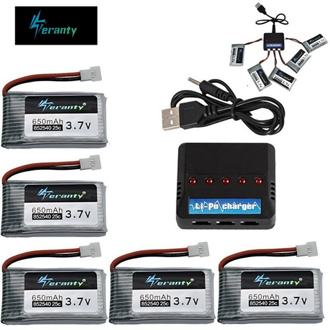 Teranty Power 3.7V 650mAh Li-po Battery And Charger For SYMA X5C X5C-1 X5 H5C X5SW 852540 3.7V Lipo Drone Rechargeable Battery ► Photo 1/6
