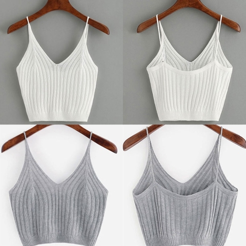 Fashion Women Summer Basic Tops Sexy Strappy Sleeveless Racerback Crop Top 2022 Female Casual Solid Color Ribbed Knit Short Vest ► Photo 1/6
