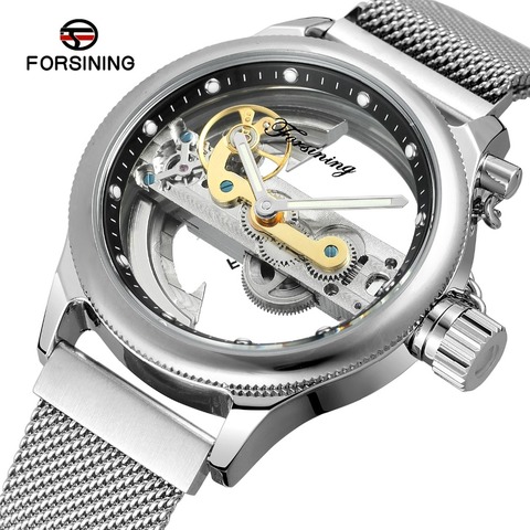 HOT Transparent Automatic Mechanical Watches Women Men Stainless Steel Mesh Strap Vintage Skeleton Watches Luminous Male Clocks ► Photo 1/6