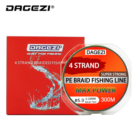 DAGEZI Super Strong 4 strand 300M/330YDS 100% PE Braided Fishing Line 10-80LB Multifilament Fishing Line Carp Fishing Saltwater ► Photo 1/5