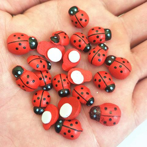 Wooden Ladybird Ladybug Sticker Children Kids Painted Adhesive Back DIY Craft Home Party Holiday Decoration 5BB5737 ► Photo 1/5