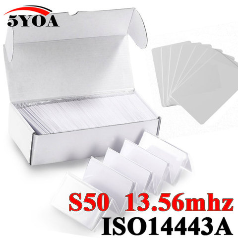 100pcs/Lot RFID Card 13.56Mhz MF S50 Proximity IC Smart Card  Tag 0.8mm Thin For Access Control System ISO14443A ► Photo 1/6