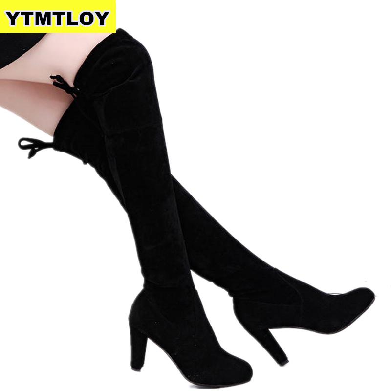 Women Over Knee High Thigh Boots High Slim Heels Stilettos Pointy Toe Lace Up @