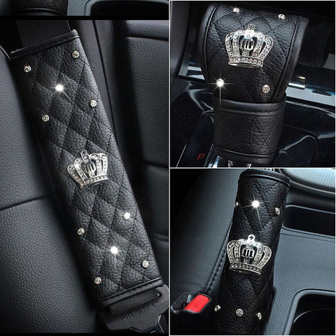 Universal Crystal Car Seat Belt Cover Diamond Hand Brake Gear Cover Auto Seat Belt Shoulder Pad Car Styling Suit For All Car ► Photo 1/6